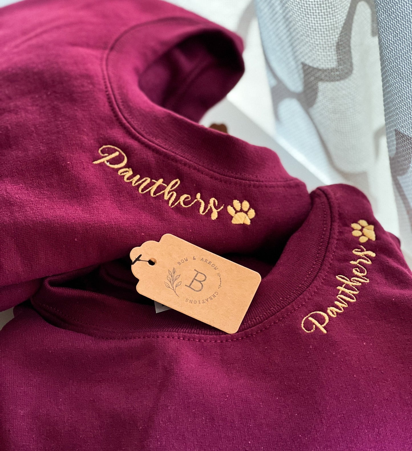 Adult Panthers Embroidered Collar Crewneck