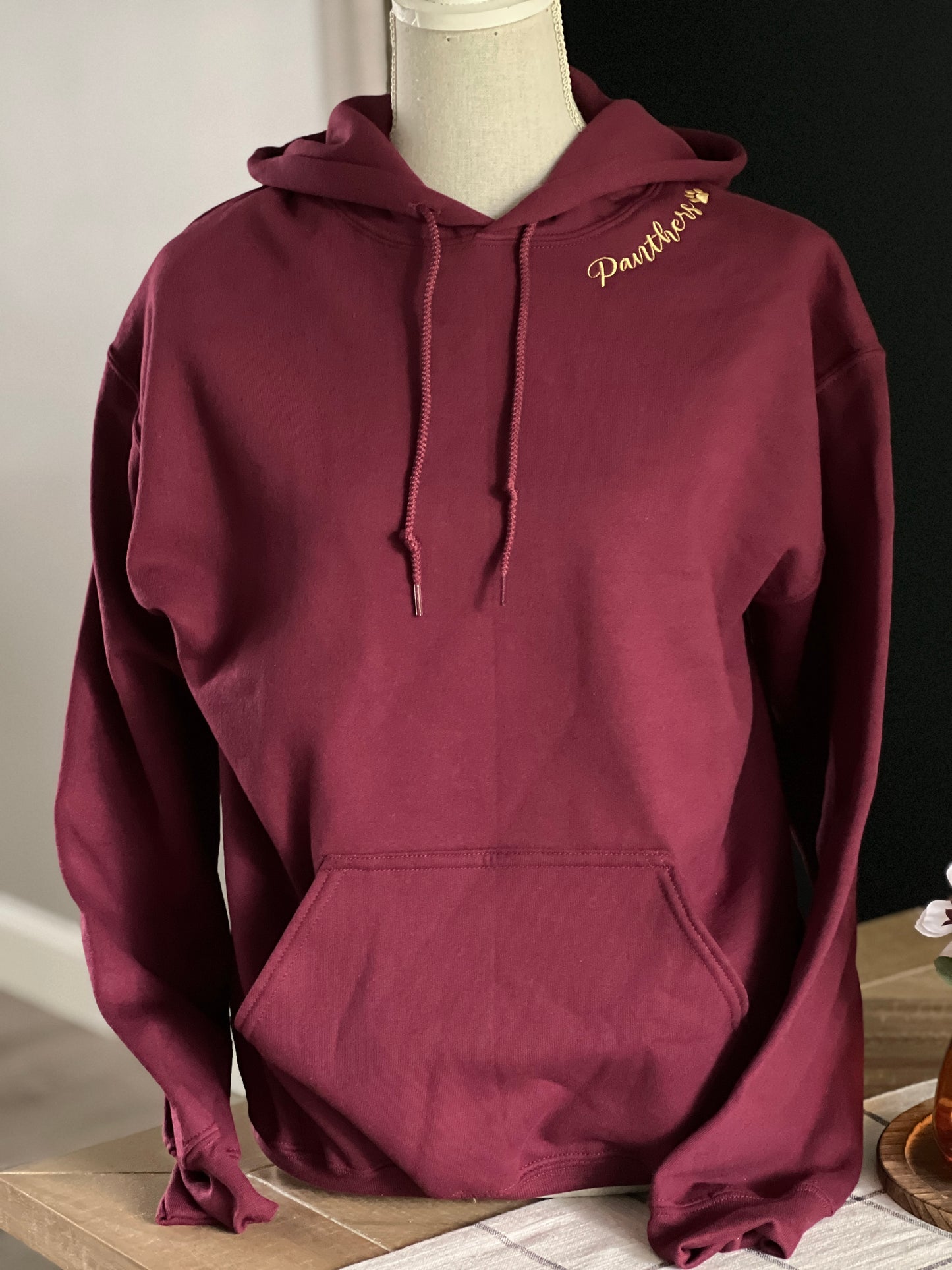 Adult Panther Embroidered Collar Hoodie