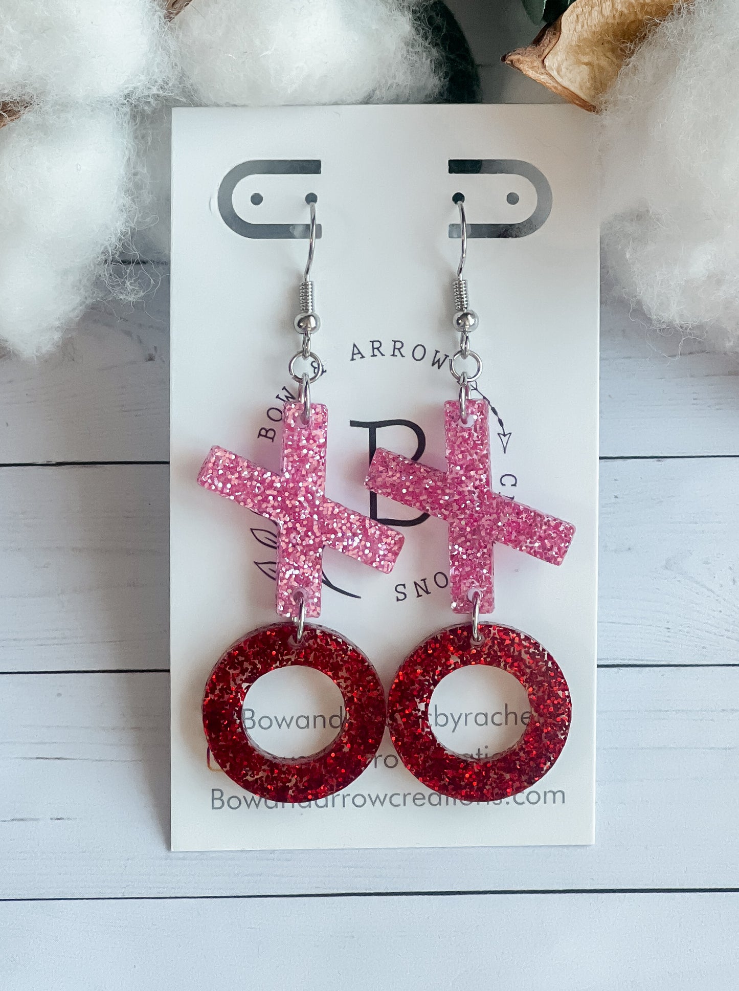 XO Dangles - Pink/Red