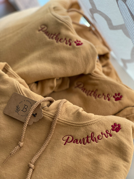 Panther Embroidered Collar Hoodie