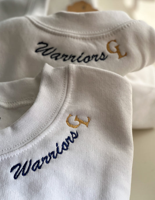 Warriors Embroidered Collar Crewnecks